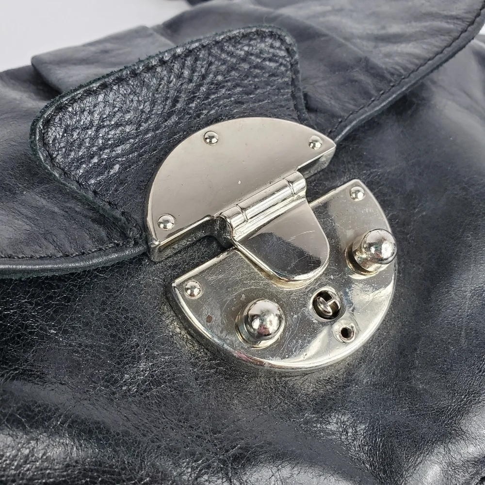 Innue Italy Black Leather Hobo Handbag
